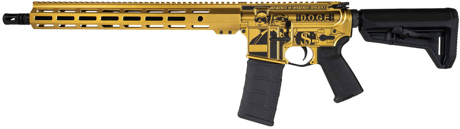 Shark Coast Tactical DGEAR100580 D.O.G.E. 556 Nato 30+1 16" Black Nitride Threaded Barrel Gold Cerakote w/D.O.G.E. Engraving Picatinny Rail Aluminum Receiver M-LOK Handguard Magpul SL-K Black Polymer Stock Black Polymer Grip Right Hand - Image 2