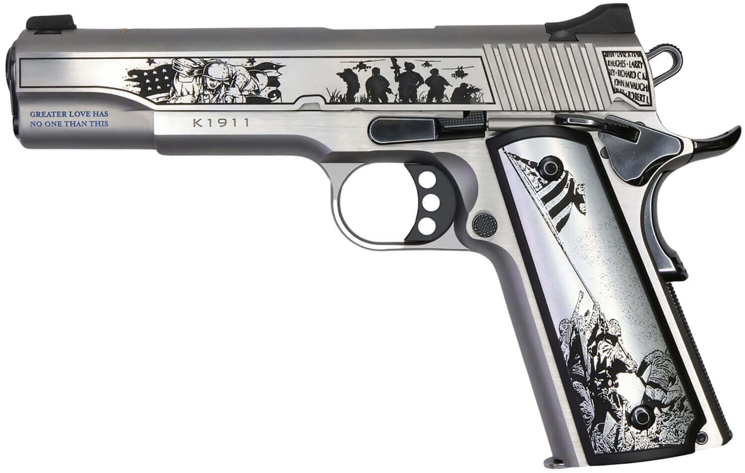 Cnc Firearms CNCFOLDSHONOR Kimber 1911 Folds Of Honor Limited Edition 45 ACP 7+1 5" Match Grade Barrel Engraved/Serrated Stainless Steel Slide Stainless Steel Frame w/Beavertail Scenic Aluminum Grip - Image 3