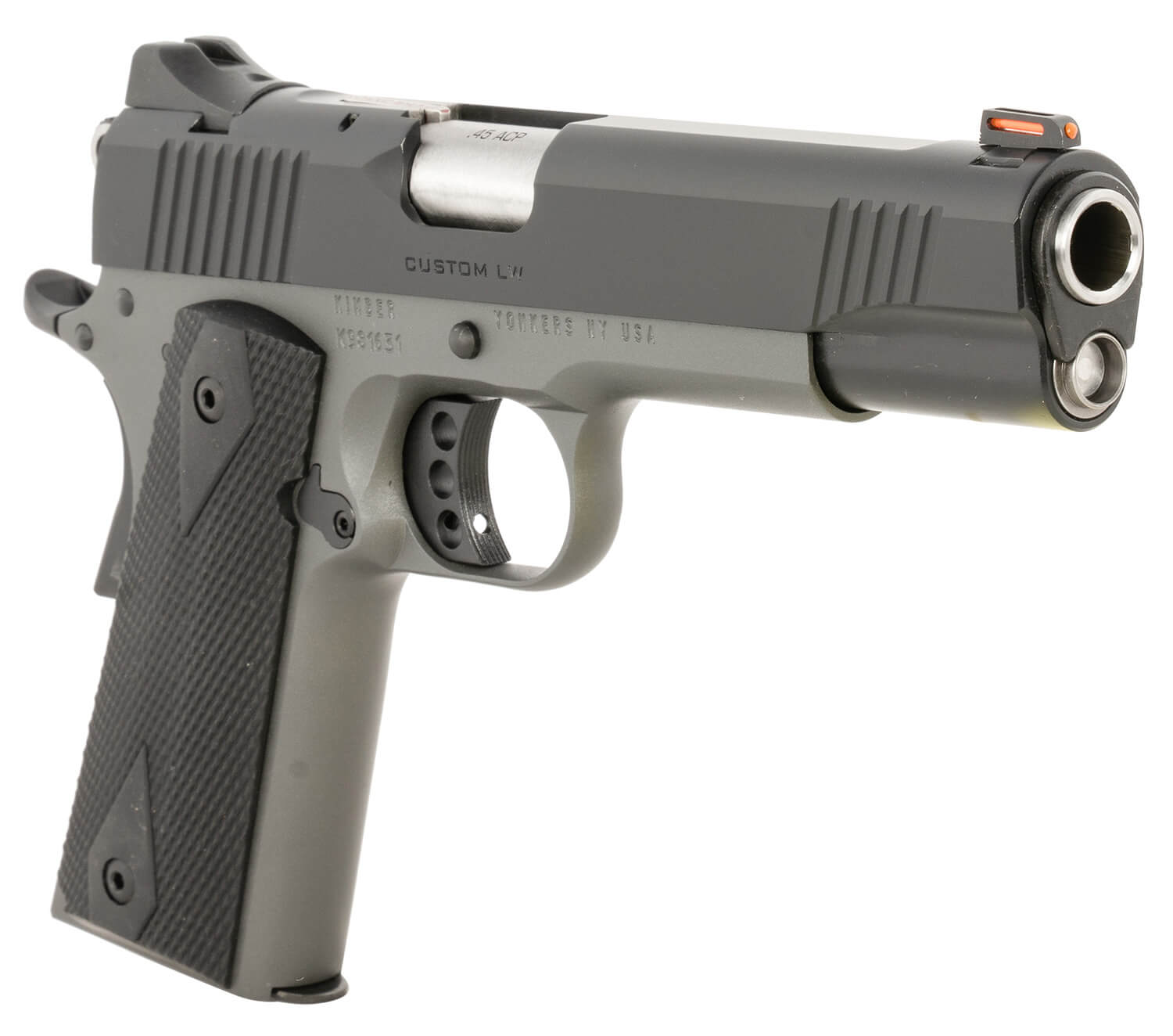 Kimber Mfg Inc 3700693CAB Custom LW Shadow Ghost *CA Compliant 45 ACP 7+1 5" Stainless Match Grade Barrel Black Serrated Stainless Steel Slide Gray Aluminum Frame w/Beavertail Black Double-Diamond Checkered Rubber Grip 3 Mags MFT Hoster Range Bag - Image 3