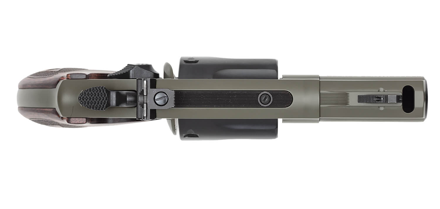 Smith & Wesson 14451 PC Model 19 Carry Comp 357 Mag/38 Special +P 6 Shot 2.50" Elite Series Moss Cerakote Carbon Steel Vented Barrel Matte Black Cylinder Elite Series Moss Cerakote Carbon Steel Frame Rosewood Checkered Grip Exposed Hammer - Image 3