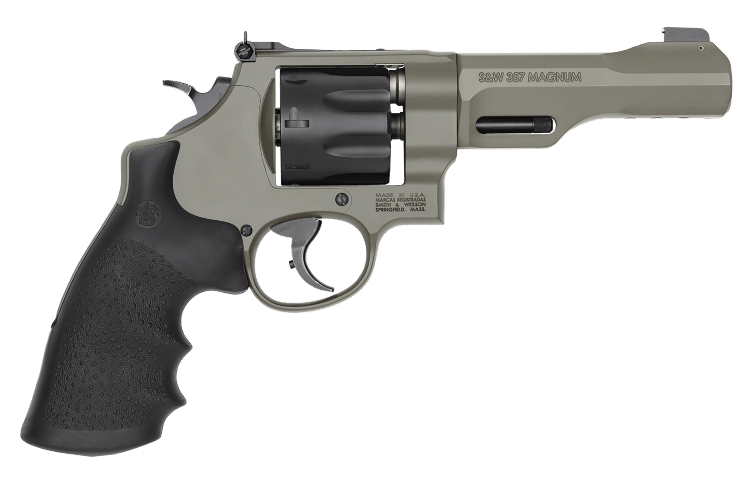 Smith & Wesson 14449 PC Model 327 TRR8 357 Mag 38 Special +P 8 Shot 5" Elite Series Moss Cerakote Stainless Steel Barrel Black Cylinder Elite Series Moss Cerakote Scandium Alloy Frame Black Finger Grooved Grip Equipment Rails