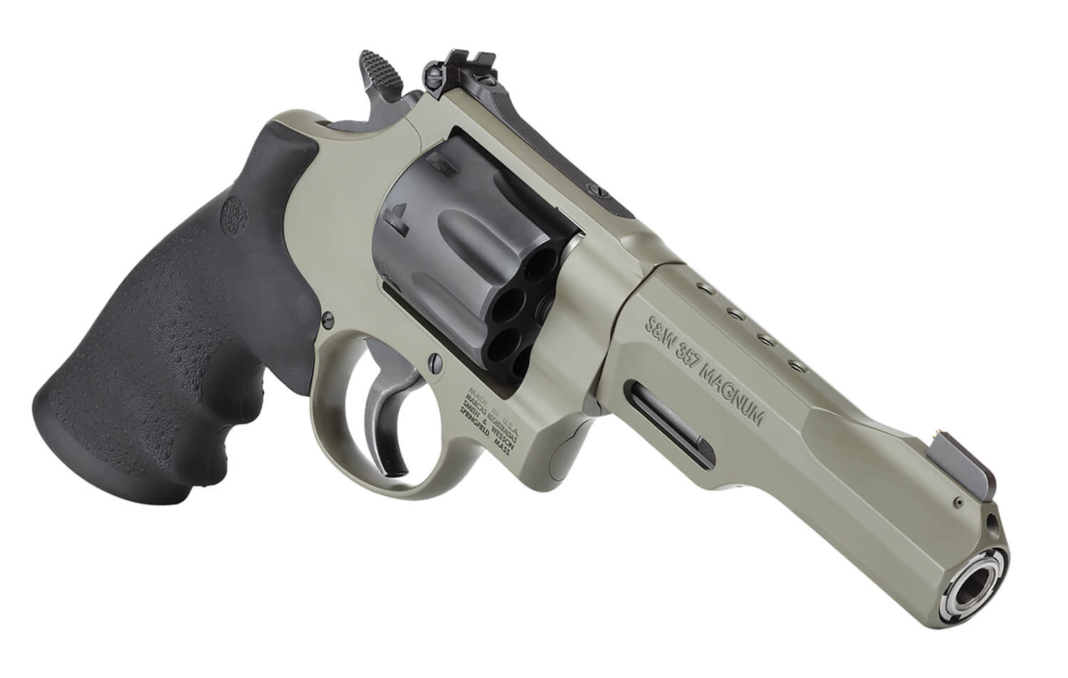 Smith & Wesson 14449 PC Model 327 TRR8 357 Mag 38 Special +P 8 Shot 5" Elite Series Moss Cerakote Stainless Steel Barrel Black Cylinder Elite Series Moss Cerakote Scandium Alloy Frame Black Finger Grooved Grip Equipment Rails - Image 3