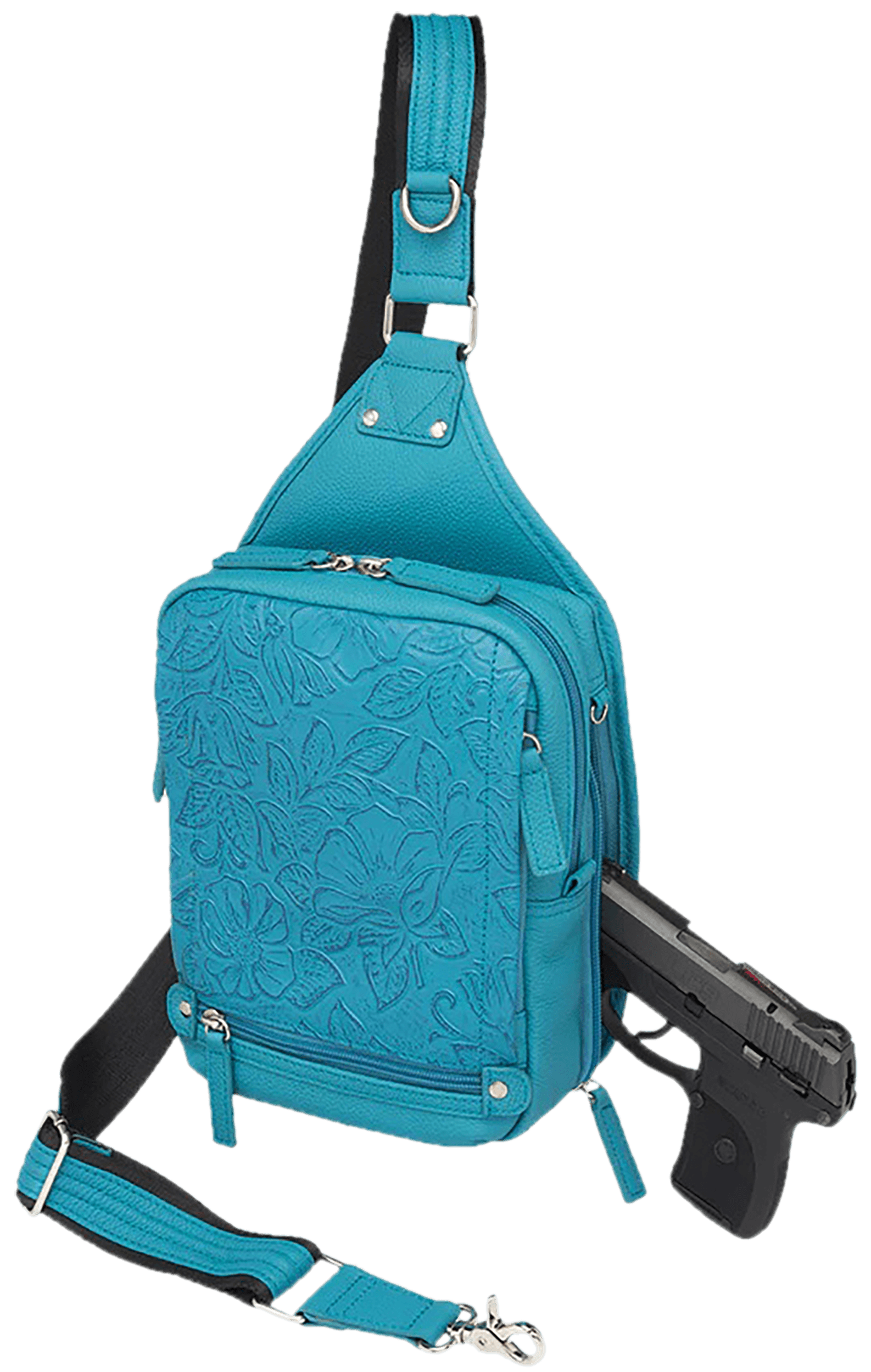 Gun Tote'n Mamas/Kingport GTM110TBLUE Mini Sling Backpack Turquoise Leather Cross-Body Bag