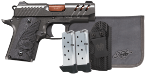 Kimber Mfg Inc 3300254 Micro 9 Bundle 9mm Luger 7+1 3.15" Rose Copper TiN Match Grade Barrel KimPro II Gray Lightening Cut/Serrated Stainless Steel Slide Kimpro II Gray Aluminum Frame Black G10 Grip