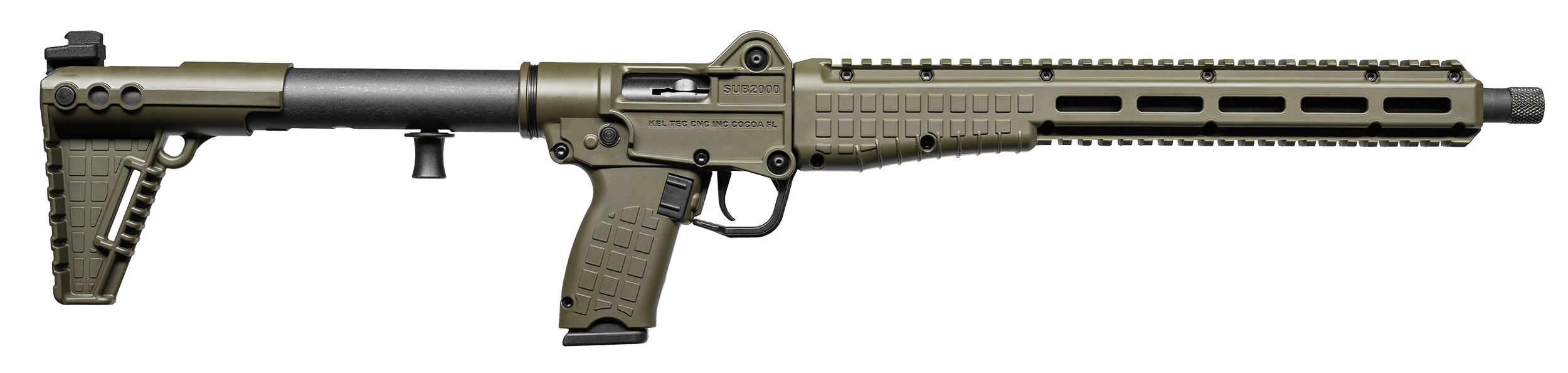 Kel-Tec SUB2K10GLKGRN SUB2000 Gen3 10mm Auto 15+1 16.15" Black Threaded Barrel OD Green Picatinny Rail Receiver M-LOK Handguard Rotating Forend 3 Position Adj OD Green Polymer Stock Glock 20 Grip