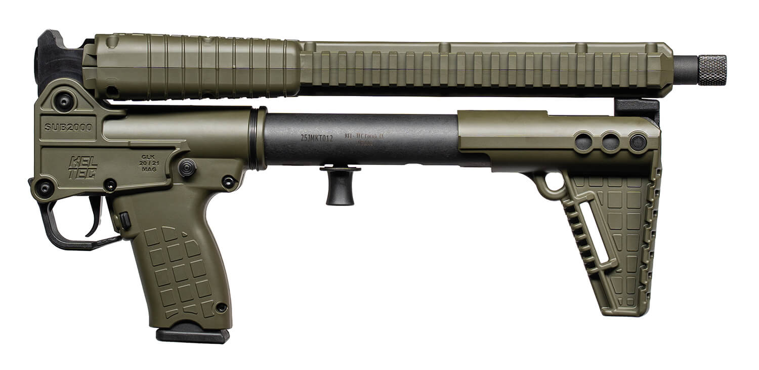 Kel-Tec SUB2K10GLKGRN SUB2000 Gen3 10mm Auto 15+1 16.15" Black Threaded Barrel OD Green Picatinny Rail Receiver M-LOK Handguard Rotating Forend 3 Position Adj OD Green Polymer Stock Glock 20 Grip - Image 2