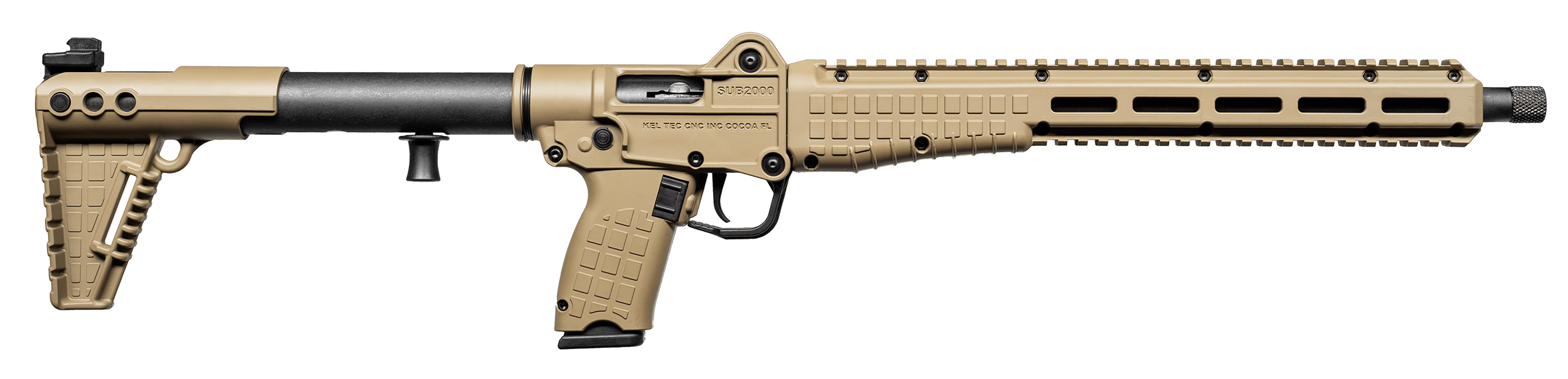Kel-Tec SUB2K10GLKTAN SUB2000 Gen3 10mm Auto 15+1 16.15" Black Threaded Barrel Tan Picatinny Rail Receiver M-LOK Handguard Rotating Forend 3 Position Adj Tan Polymer Stock Glock 20 Grip