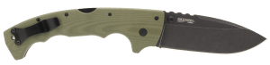 Cold Steel CSFL50MAX 5-Max 5" Folding Drop Point Plain Black Stonewashed S35VN Blade 7.13" OD Green Textured G10 Handle