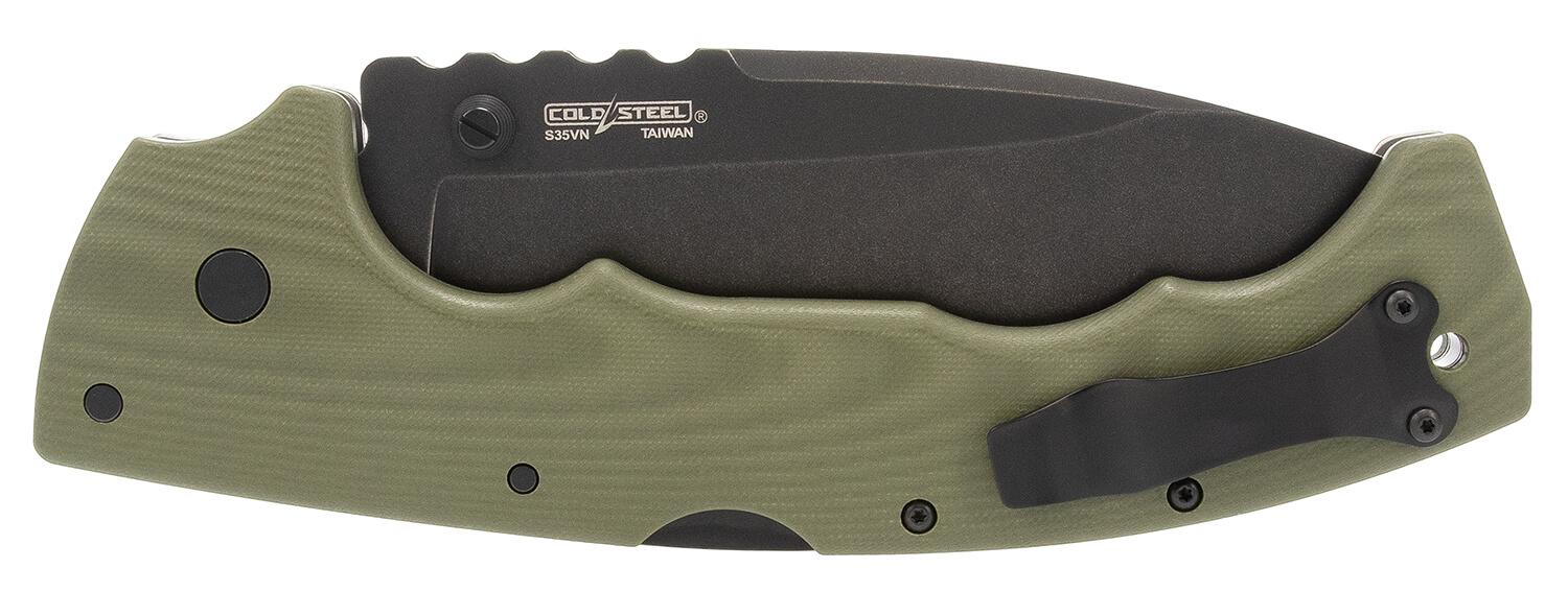 Cold Steel CSFL50MAX 5-Max 5" Folding Drop Point Plain Black Stonewashed S35VN Blade 7.13" OD Green Textured G10 Handle - Image 3