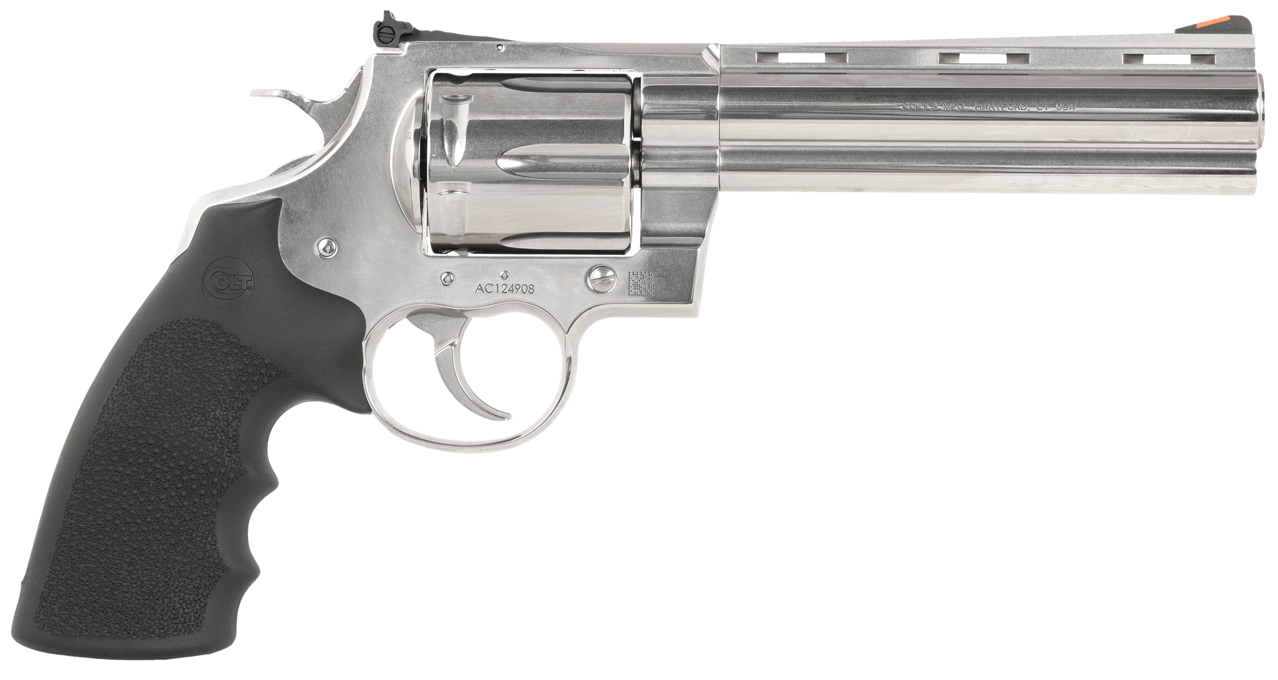 Colt Mfg ANACONDASP6RTS45C Anaconda 45 Colt (Long Colt) 6rd Shot 6" Stainless Vent Rib Barrel Cylinder & Frame Black Grip