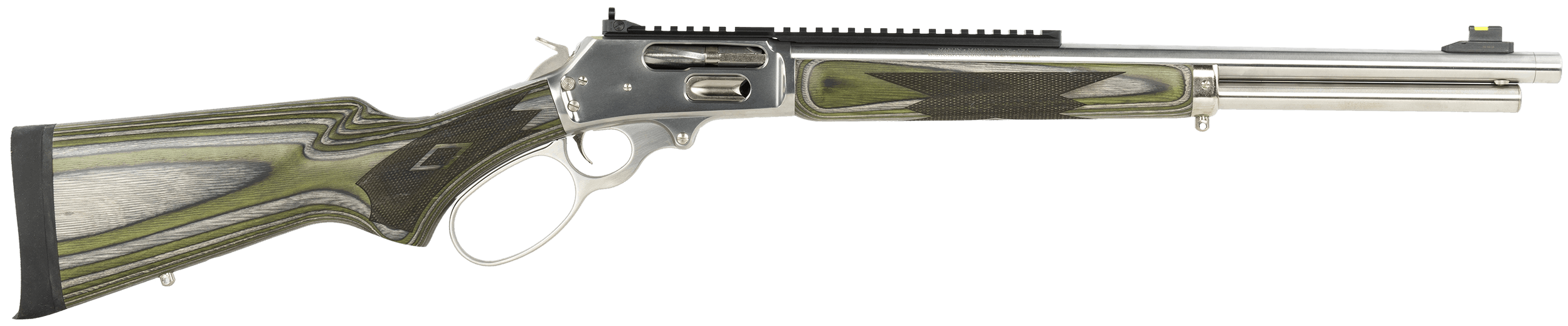 Marlin 70921 1895 45-70 Gov 6+1 19.30" Stainless Threaded Barrel Stainless Steel Receiver w/Picatinny Rail Fixed Green Fixed Laminate Stock