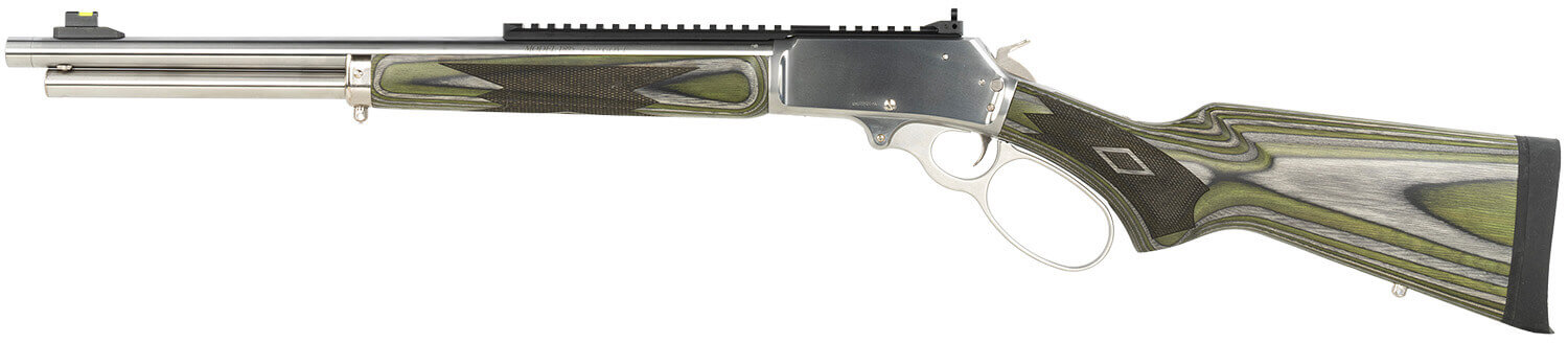 Marlin 70921 1895 45-70 Gov 6+1 19.30" Stainless Threaded Barrel Stainless Steel Receiver w/Picatinny Rail Fixed Green Fixed Laminate Stock - Image 3