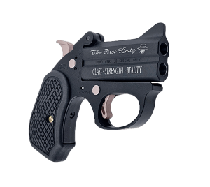 Bond Arms BAFL-BP-38SPL The First Lady 38 Special 2rd Shot 3" Black Stainless Steel Barrel Black Cerakote w/"The First Lady" "Class Strength Beauty" Stainless Steel Frame w/Rose Gold Accents Black Extended B6 Resin Grip Exposed Hammer