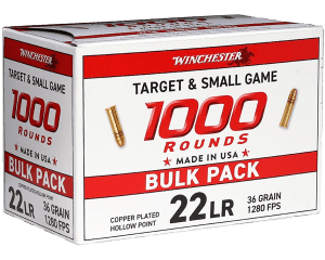 Winchester Ammo 22LR1KHP   22LR 36gr Plated Hollow Point 1000 Per Box/2 Case