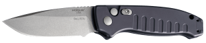 Hogue 64136 Ballista I Automatic 3.50" Folding Drop Point Stone Tumbled 154CM SS Blade Matte Black Aluminum Handle
