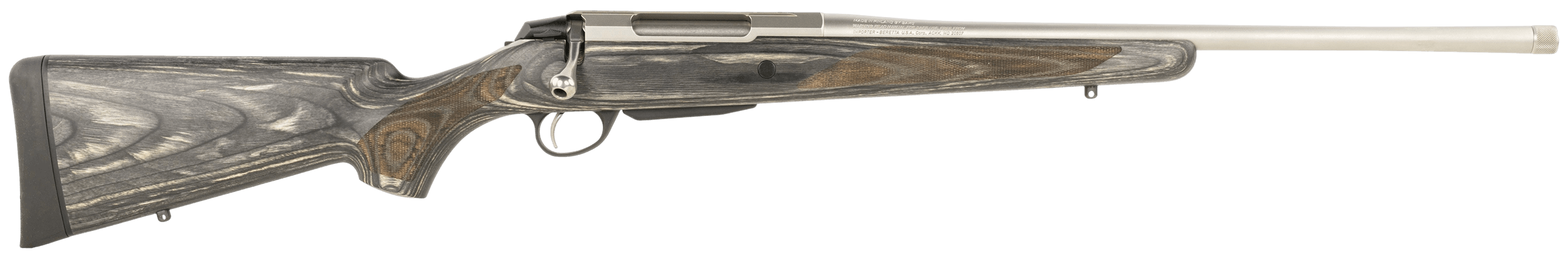 Tikka JRTXG34120MT T3x Laminated Full Size 300 WSM 3+1 22.40" Stainless Threaded Barrel Stainless Steel Drilled & Tapped Receiver Oil Gray Fixed Laminate Stock Right Hand