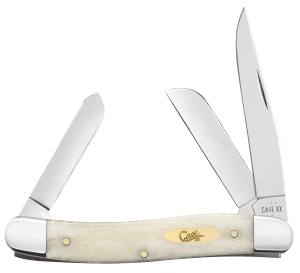 Case 11021 Stockman  Medium Folding Clip Point/Pen/Sheepsfoot Plain Carbon Steel Blade  Smooth Natural Bone Handle