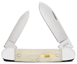 Case 11023 Canoe  Folding Pen/Spear Plain Tru-Sharp SS Blade  Smooth Natural Bone Handle