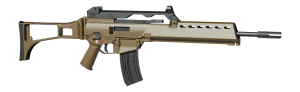 HK 81001322 G36  22 LR 10+1 18.13″ Black Barrel w/Flash Suppressor  Flat Dark Earth Receiver w/Picatinny Rail  Flat Dark Earth Folding Synthetic Stock  Polymer Grip