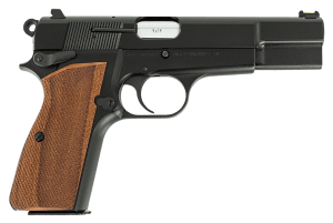 Inglis 12000009 P-35 Full Size Frame 9mm Luger 15+1 4.70" Hard Chrome Plated Button Rifled Barrel Black Cerakote Steel Serrated Slide Black Cerakote Steel Frame Walnut Checkered Grip