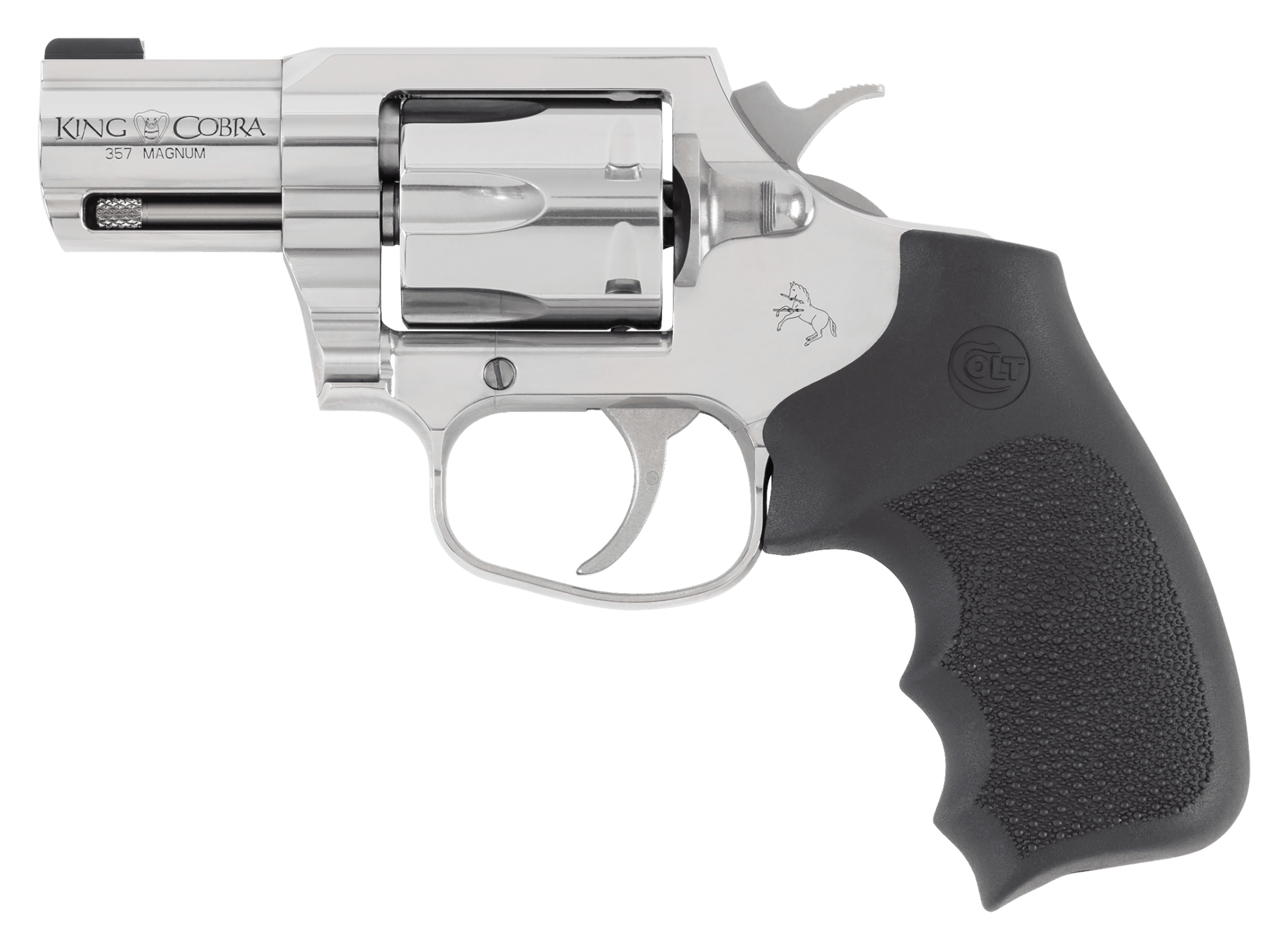 Colt Mfg KCOBRASB2RBBS King Cobra 357 Mag 6rd Shot 2" Stainless Steel Barrel Cylinder & Frame Black Hogue Overmolded Grip Exposed Hammer DA/SA