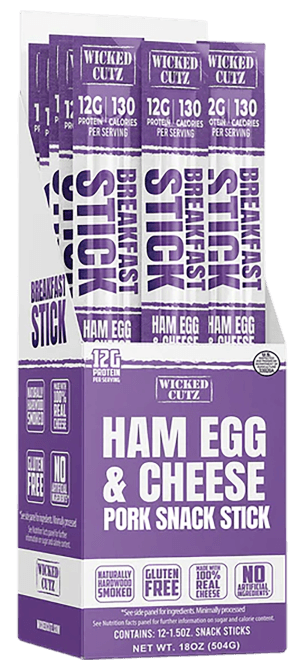 Wicked Cutz WCBR12HEC Ham Egg & Cheese Breakfast Sticks 12 Pack Wicked Cutz WCBR12HEC Ham Egg & Cheese Breakfast Sticks 12 Pack