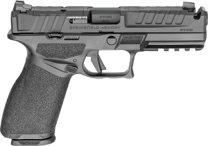 Springfield Armory EC9459BCAUCOMP Echelon Comp *CA Compliant Full Size 9mm Luger 10+1 4.50" Black Melonite Ported Barrel  Black Melonite Steel Integrated Compensator/Optic Ready/Serrated Slide  Black Polymer Frame w/Picatinny Rail  Textured Grip