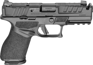 Springfield Armory EC9409BCAUCOMP Echelon Comp *CA Compliant Compact 9mm Luger 10+1 4" Black Melonite Ported Barrel  Black Melonite Steel Integrated Compensator/Optic Ready/Serrated Slide  Black Polymer Frame w/Picatinny Rail  Textured Grip