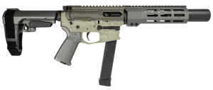 Shark Coast Tactical SCCSNKYSD9001 Sneaky Pete Standard 9mm Luger 33+1 5.50″ Black Melonite Suppressor Ready Barrel  M-LOK Handguard  Two-Tone Green Cerakote Receiver w/Picatinny Rail  Tungsten Cerakote Polymer SB Tactical SBA3 Brace  MAGPUL Grip