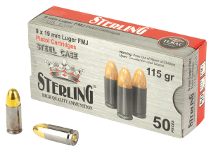 Sterling 8698779957674 9mm Luger 115gr Full Metal Jacket 50 Per Box/20 Case Sterling 8698779957674 9mm Luger 115gr Full Metal Jacket 50 Per Box/20 Case