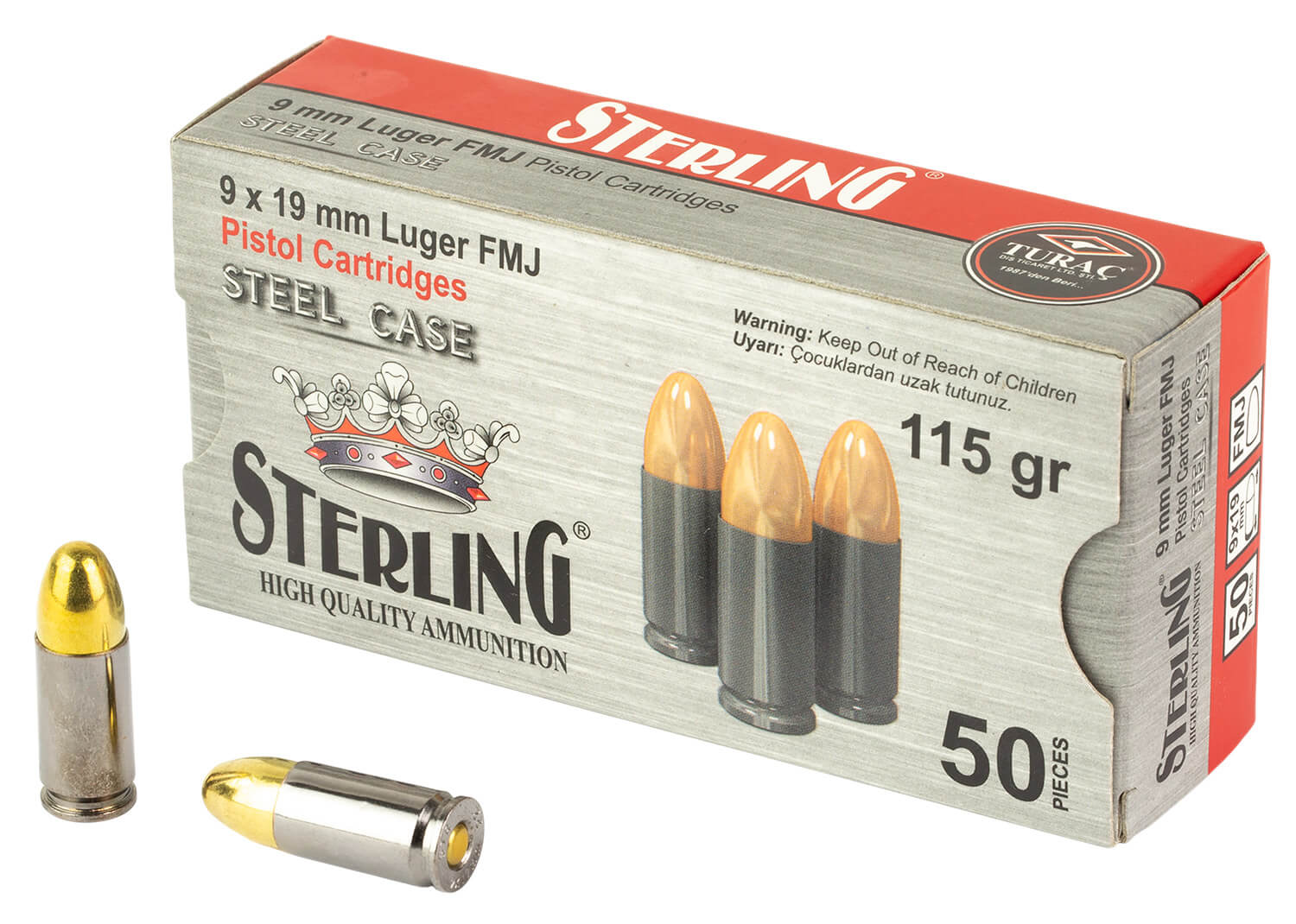 Sterling 8698779957674 9mm Luger 115gr Full Metal Jacket 50 Per Box/20 Case Sterling 8698779957674 9mm Luger 115gr Full Metal Jacket 50 Per Box/20 Case