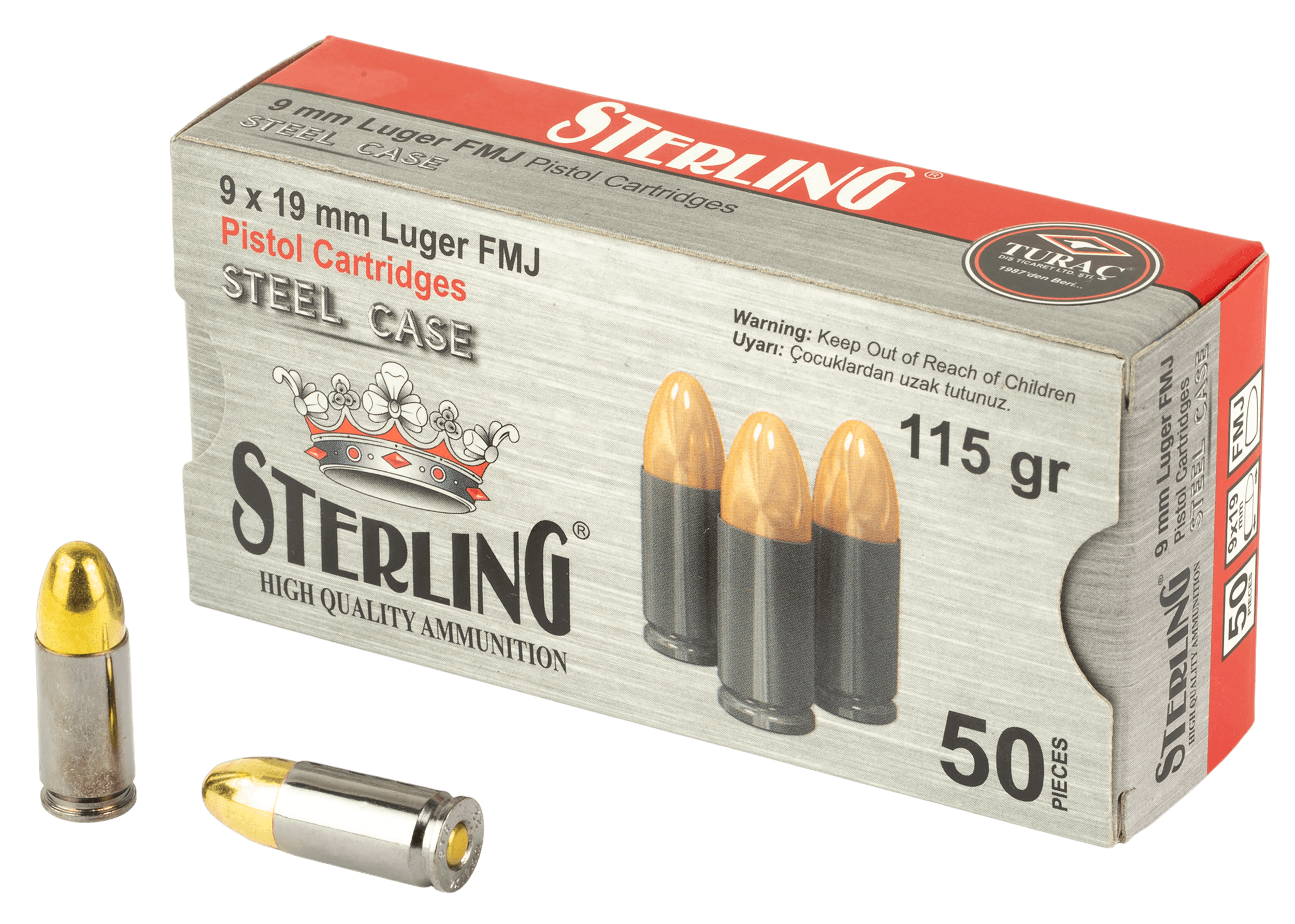 Sterling 8698779957674 9mm Luger 115gr Full Metal Jacket 50 Per Box/20 Case Sterling 8698779957674 9mm Luger 115gr Full Metal Jacket 50 Per Box/20 Case