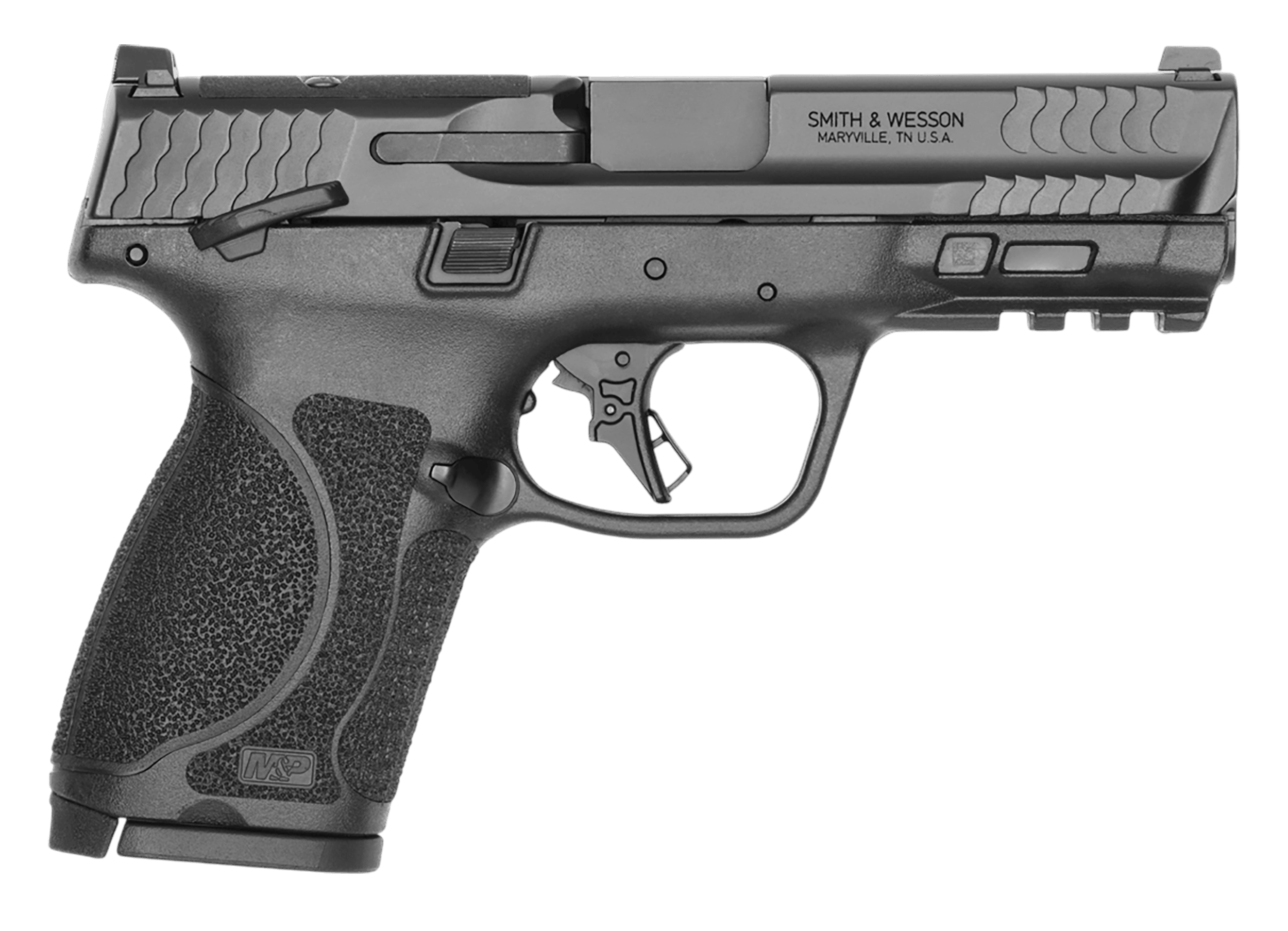 Smith & Wesson 14277 M&P M2.0 *CA Compliant Compact 9mm Luger 10+1 4" Black Armornite Stainless Steel Barrel & Optic Cut/Serrated Slide Black Polymer Frame w/Picatinny Rail Interchangeable Palmswell Grip