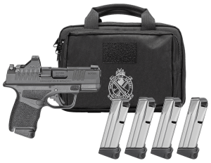 Springfield Armory HC9319BOSPCAPAC Hellcat OPS Gear Pac *CA Compliant Micro Compact Frame 9mm Luger 10+1 3" Black Melonite Steel Barrel & Optic Ready/Serrated Slide  Black Polymer Frame w/Picatinny Rail  Adaptive Texture Grip  Viridian RFX-11 Green Dot