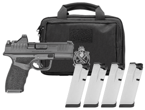 Springfield Armory HCP9379BOSPPAC Hellcat Pro OSP Gear Pac Compact 9mm Luger 17+1 3.70" Black Melonite Steel Barrel & Optic Ready/Serrated Slide  Black Polymer Frame w/Picatinny Rail  Textured Grip  Viridian RFX-11 Green Dot