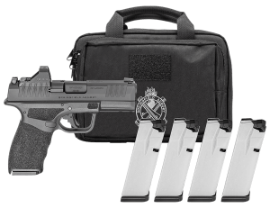 Springfield Armory HCP9379BOSPLCPAC Hellcat Pro OSP Gear Pac Compact 9mm Luger 10+1 3.70" Black Melonite Steel Barrel & Optic Ready/Serrated Slide  Black Polymer Frame w/Picatinny Rail  Textured Grip  Viridian RFX-11 Green Dot