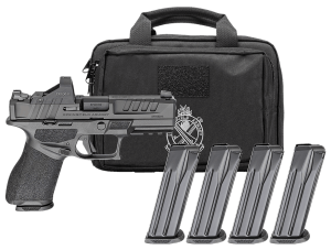 Springfield Armory EC9409B15PAC Echelon Gear Pac Compact Frame 9mm 15+1 4" Black Melonite Steel Barrel & Optic Ready/Serrated Steel Slide  Black Polymer Frame w/Picatinny Rail  Textured Grip  Viridian RFX-11 Green Dot  Ambidextrous