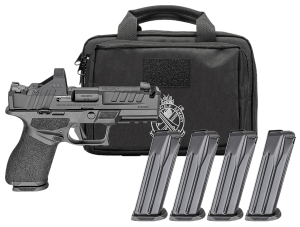 Springfield Armory EC9409BCACOMPPAC Echelon Comp Gear Pac *CA Compliant 9mm Luger 10+1 4ā³ Black Melonite Ported Barrel & Steel Integrated Compensator/Optic Ready/Serrated Slide Black Polymer Frame w/Picatinny Rail Textured Grip Viridian RFX-11 Springfield Armory EC9409BCACOMPPAC Echelon Comp Gear Pac *CA Compliant 9mm Luger 10+1 4ā³ Black Melonite Ported Barrel & Steel Integrated Compensator/Optic Ready/Serrated Slide Black Polymer Frame w/Picatinny Rail Textured Grip Viridian RFX-11
