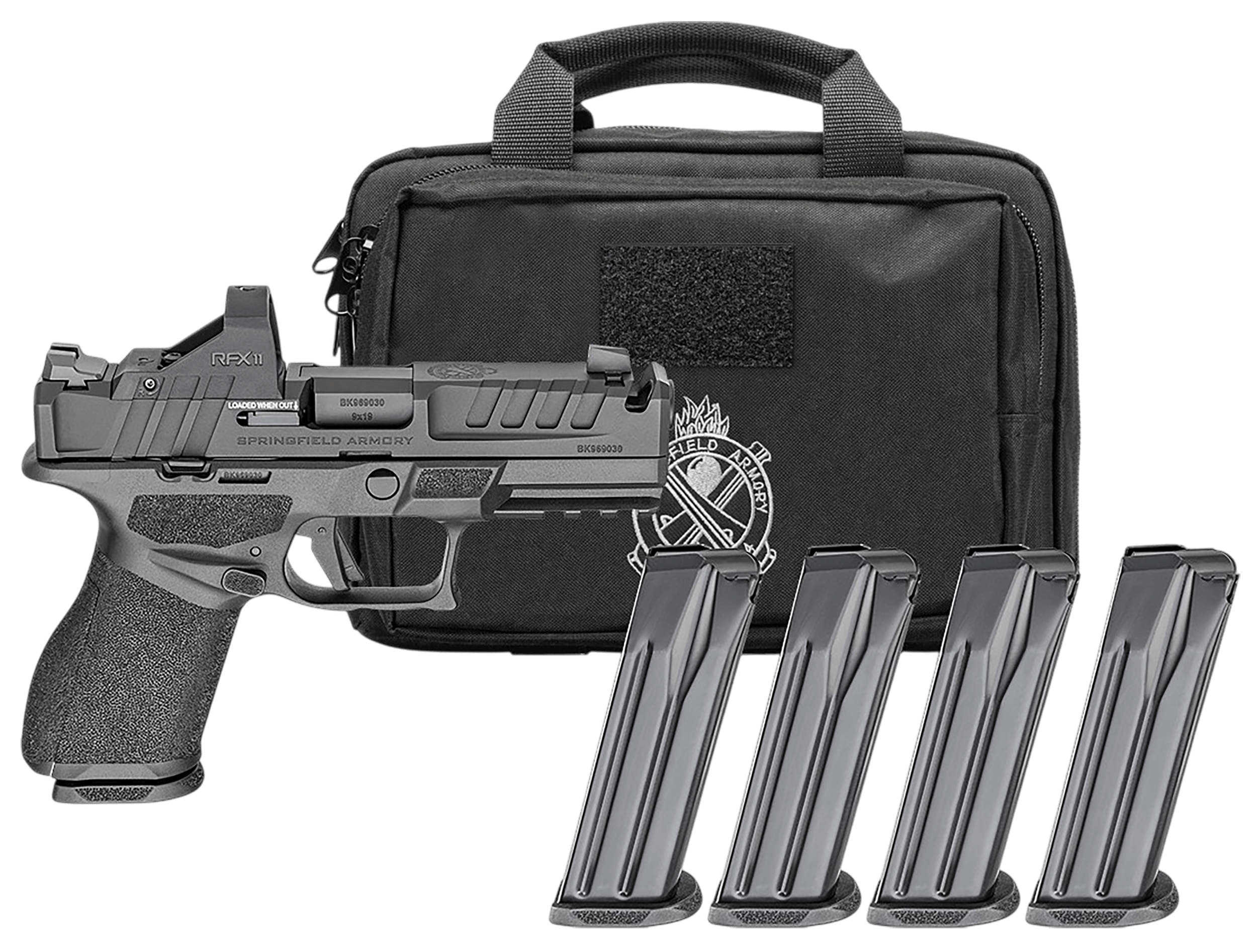 Springfield Armory EC9409BCACOMPPAC Echelon Comp Gear Pac *CA Compliant 9mm Luger 10+1 4″ Black Melonite Ported Barrel & Steel Integrated Compensator/Optic Ready/Serrated Slide Black Polymer Frame w/Picatinny Rail Textured Grip Viridian RFX-11 Springfield Armory EC9409BCACOMPPAC Echelon Comp Gear Pac *CA Compliant 9mm Luger 10+1 4″ Black Melonite Ported Barrel & Steel Integrated Compensator/Optic Ready/Serrated Slide Black Polymer Frame w/Picatinny Rail Textured Grip Viridian RFX-11