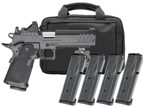 Springfield Armory PH9119AOSLCPAC 1911 DS Prodigy Gear Pac 9mm Luger 10+1 5" Match Grade Bull Barrel  Black Cerakote Carbon Steel Optic Ready/Serrated Slide  Black Cerakote Steel Frame w/Beavertail & Picatinny Rail  Polymer Grip  Viridian RFX-11 Green Dot