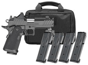 Springfield Armory PH9117AOSLCCOMPPAC 1911 DS Prodigy Gear Pac 9mm Luger 10+1 4.25" Match Grade Bull Barrel  Black Cerakote Carbon Steel Integrated Compensator/Optic Ready/Serrated Slide  Black Cerakote Steel Frame w/Picatinny Rail  Viridian RFX-11