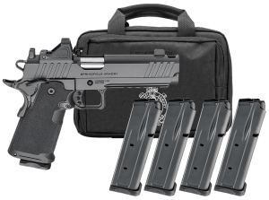 Springfield Armory PH9119AOSLCCOMPPAC 1911 DS Prodigy Gear Pac 9mm Luger 10+1 5" Match Grade Bull Barrel  Black Cerakote Carbon Steel Integrated Compensator/Optic Ready/Serrated Slide  Black Cerakote Steel Frame w/Picatinny Rail  Viridian RFX-11 Green Dot