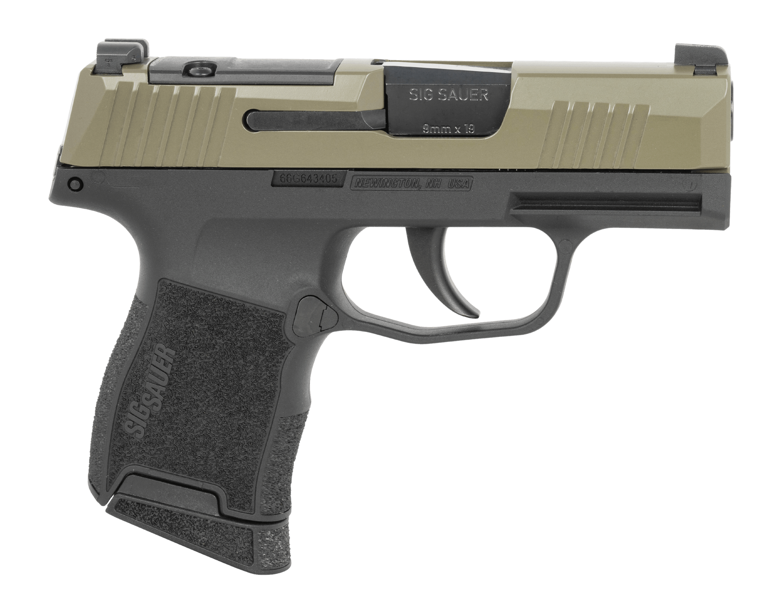 Sig Sauer 3659GXR3P P365 Micro-Compact 9mm Luger 10+1 3.10" Black Barrel Moss Green Stainless Steel Optic Ready/Serrated Slide Black Alloy Frame w/Accessory Rail Textured Grip RMSc Footprint