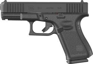 Glock PV1950203 G19 V Compact 9mm Luger 15+1 4.02" Black Barrel & Steel Serrated Slide  Black Polymer Frame w/Accessory Rail  Interchangeable Backstrap