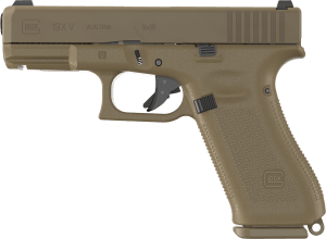 Glock UV1950703X G19X V 9mm Luger 17+1 4.02" Black GMB Barrel  Coyote nPVD Steel Serrated Slide  Coyote Brown Polymer Frame  Textured Polymer Grip  Ambidextrous