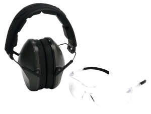 Pyramex VGCOMBO310 Earmuff/Glasses Combo Kit Over the Head Clear Lens Wraparound Clear Frame