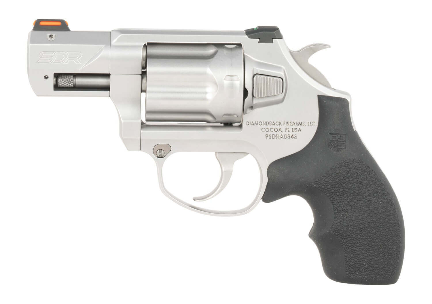 Diamondback DB0700P711 SDR Small 9mm Luger 6 Shot 2" Glass Bead Stainless Steel Barrel Cylinder & Frame Black Hogue Rubber Grip Exposed Hammer - Image 2