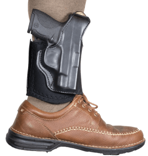 DeSantis Gunhide 014PC5ZZ0 Die Hard Rig  Ankle Black Leather Fits S&W Bodyguard 2.0 Right Hand