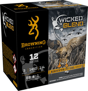 Browning Ammo B193431230 Wicked Blend  12Gauge 3" 1 1/4oz BB/1BI Shot 25 Per Box/10 Case