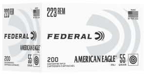 Federal AE223C American Eagle  223Rem 55gr Full Metal Jacket 200 Per Box/5 Case